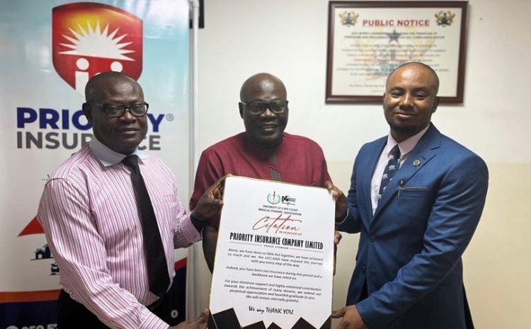  University of Cape Coast presents Priority Insurance with a Citation of their Support