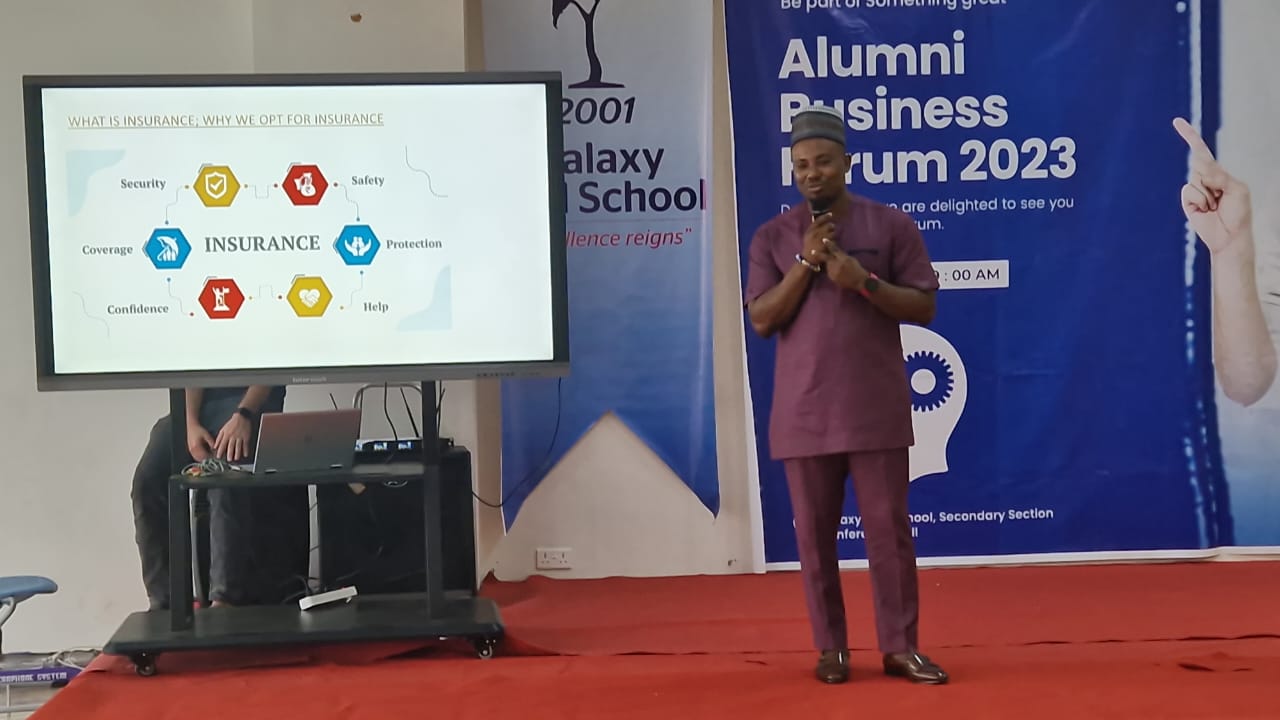 Salifu Abubakar Godmar Addresses Alumni Business Forum of Galaxy International School on Risk Management and Insurance