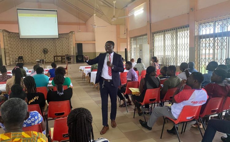  Mr. Boniface Asante of Priority Insurance Company trains Insurance players in the Eastern Region