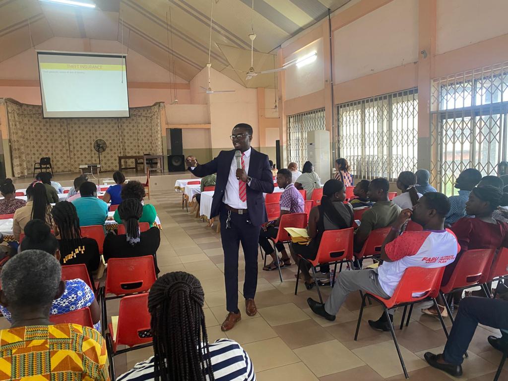 Mr. Boniface Asante of Priority Insurance Company trains Insurance players in the Eastern Region