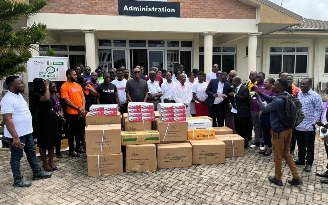 Priority Insurance through Ghana Insurers Association makes donation to road crash victims at Trauma and Specialist Hospital, Winneba